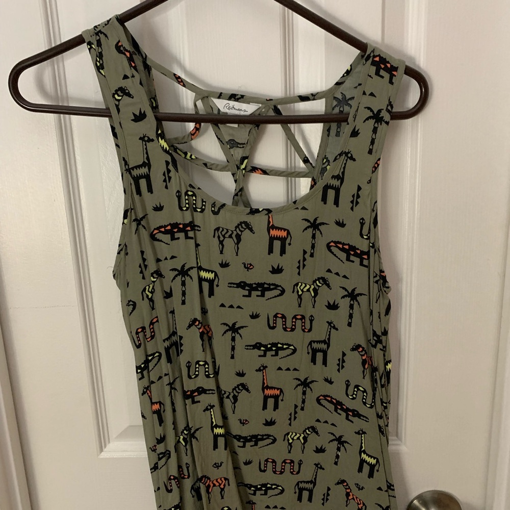 Patterned Sleeveless Dress with Animal Print